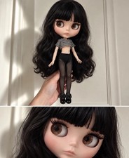 Blythe Doll 12” black wavy long Hair  tan skin matte face nude Jointed Doll picture