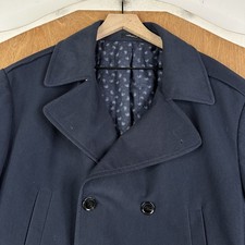 Luciano Natazzi Coat Mens 46 Navy Blue Pea Coat Double Breasted Canali picture