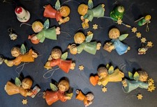 Anri Juan Ferrandiz Wood Carved Flying Angels Christmas Ornaments MCM Lot picture