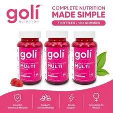 Goli Nutrition Women's Vegan Multivitamin Gummies, 60 Count Each, Lot of 3 picture