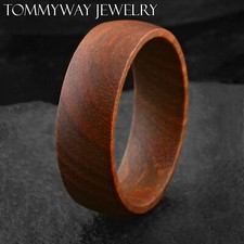 Gorgeous Hawaiian Koa Wood Domed Wedding Band Ring 6mm or 8mm picture