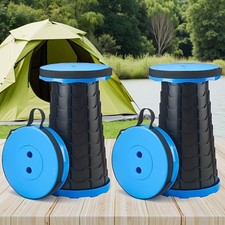 2PCS Collapsible Stool Blue Portable Camping Chair 400LBS Load Bearing Outdoor picture