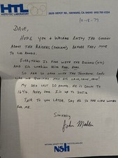 John Madden Personal Letter 1979 to a Friend Oakland Raiders Madden Signature  picture