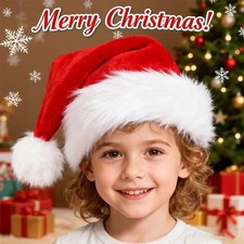 Christmas Santa Claus Cap Adult Christmas Holiday Hat Thickened Santa Claus Hat picture