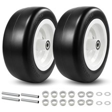 2Pcs 13x5.00-6 Flat Free Tire and Wheel for Lawn Mowers & Zero Turn Mowers picture