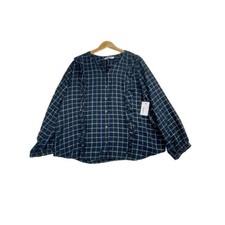 New Sonoma Plaid Button Down Top size XXL Blue/Silver/Gold picture