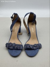 Daya by Zendaya Blue Floral Applique Studded Block Heel Sandals Size 7 picture