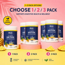 Bella All Natural Detox Powder Pineapple 1-3 Pack Supplement picture