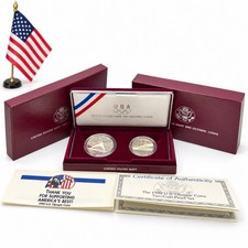 U.S. Mint 1992-A Olympic Coins ~ Two-Coin Proof Set w/ Silver Dollar ~ OGP & COA picture