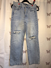 Aeropostale Light Wash Baggy Denim Jeans Button Fly Size 0Short picture