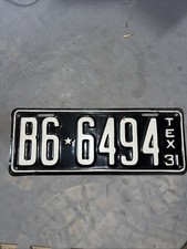 Rare Unrestored Great Condition 1931 Texas License Plate B6 6494 picture