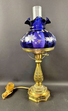 Rare Fenton Royal Purple Table Lamp Ltd. Edition Floral Hand Painted Signed 1450 picture