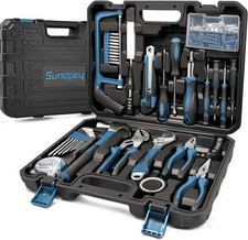 148 Pcs Portable Basic Hand Repair Home Tool Kit Set with Case Blue picture