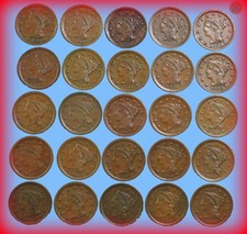 Early US Large Cent Copper Penny ~ VG - XF ~ Coronet Braided Hair ~ ESTATE Lot picture