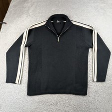 Bogner Sweater Mens 38 / M Black Heavy Ski Wool Blend 1/4 Zip Pullover Classic picture
