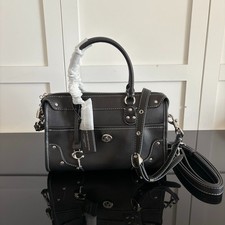 NWT CFN69 Rhyder Satchel 24 Black Smooth Leather picture