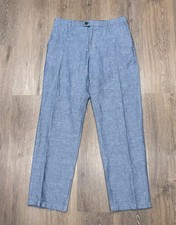 Proper Cloth Pants Mens 32x32 Cotton Linen Chambray Blue Trousers picture