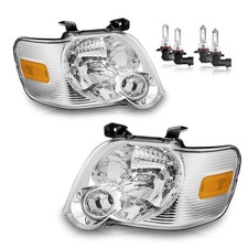 Pair Headlights For 2006-2010 Ford Explorer Chrome Headlamp Amber Corner W/Bulbs picture
