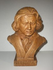 Vtg Lg Beethoven Music Composer Bust Statue Sculpture Faux Wood composite stone picture