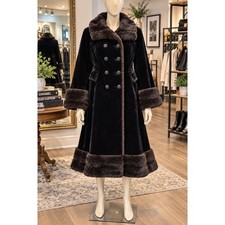 Vintage 60s 70s Borgana Black Faux Fur Penny Lane Style Coat Size 18 (medium) picture