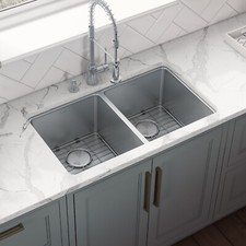 Ruvati 31-inch Undermount 50/50 Double Bowl 16 Gauge Kitchen Sink- RVM5099 picture