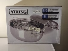 Viking 3-Ply 8.5 Qt 3-in-1 Oval Roaster 40012-1629 w/Rack & Lid NEW OPEN BOX picture