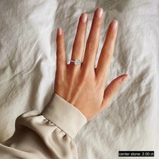 High Quality 2.11 Ct Cushion Lab Grown Diamond Ring 18K White Gold Bridal Set picture