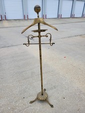 VTG Gentleman’s Brass Valet Butler Stand Suit Wardrobe Hanger Hollywood Regency picture
