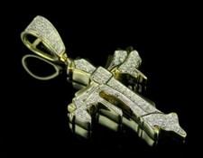 Men's Dripping Cross 3Ct Round White Genuine D/VVS Moissanite Pendant 925 Silver picture