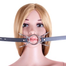 Metal O-Ring Spider Hook Open Mouth Gags Restraint Binding PU Leather Belt picture