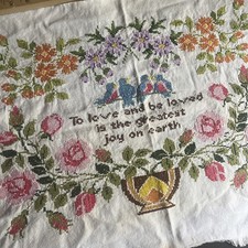Completed Vintage Finished Cross Stitch To Love And Be Loved Columbia Minerva  picture