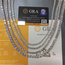 3MM REAL MOISSANITE Silver Tennis Chain Necklace - VVS D Color - Passes Tester picture