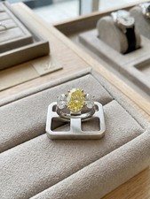 4.60 Ct Oval Cut Natural Yellow Sapphire & Diamond Wedding Ring 14K White Gold picture