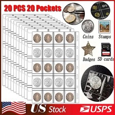 20 Sheets coin collection pages coin pocket pages with 400 pockets coin binder picture