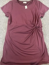 24/7 Maurices Dress Womens XXL Short Sleeve Burgundy Scrunch Front Lined picture