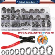 100/260Pcs Stainless Steel Hose Clamps Assortment Kit Fuel Air Water Pipe Clips picture