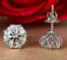 2.75Ct Round Cut Lab Created Diamond 14K White Gold FN Solitaire Stud Earrings picture