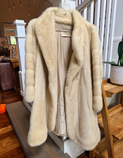 Vintage 1960s Ben Kahn Pale Pearl Mink Swing Coat 37” Ivory Cream Fur picture