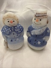 Fenton Snowman 2001 Star & Sky 2 PC Set, Hand painted, Signed Lane & Wright picture