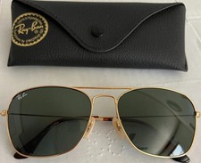 New Ray-Ban RB3136 001 Caravan Polished Arista Gold  G-15 Green Sunglasses 58mm picture