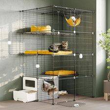 Cat Cage with Litter Box, 4-Tier DIY Enclosures Detachable Metal Wire Kennel Cat picture