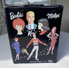 Vintage Mattel 1964 Barbie Ken Midge Doll Black Vinyl Carrying Case Trunk picture