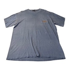 VTG Harley Davidson T-Shirt Blue Distressed Biker Bleach Stains Pocket XL Mens picture