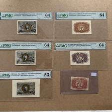 PMG Graded US Fractional Currency 2nd Issue  (SPECIMEN) 5c 25c 50c EPQ 64/53 picture