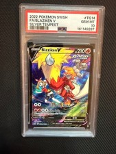 2022 Pokemon Sword & Shield Full Art Blaziken V Silver Tempest PSA 10 #TG14 picture