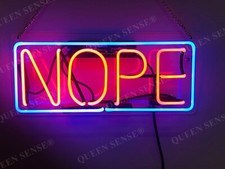 Nope Real Glass Neon Sign Light Home Room Wall Hanging Artwork Nightlight 20x16