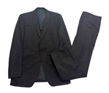 vtg 50s 60s USA Made 42L 33x32 Dark Brown Herringbone 2pc Pant Suit Mens Retro picture