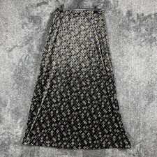 Vintage Studio Skirt Womens S Black A-Line Long Pull On Elastic Waist Argyle picture