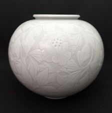 Vintage Korean Celadon Large Ceramic Vase Floral Motif picture