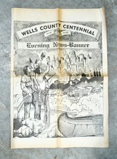 Vintage 1937 Wells County Centennial Newspaper Banner Indian Bluffton Indiana picture